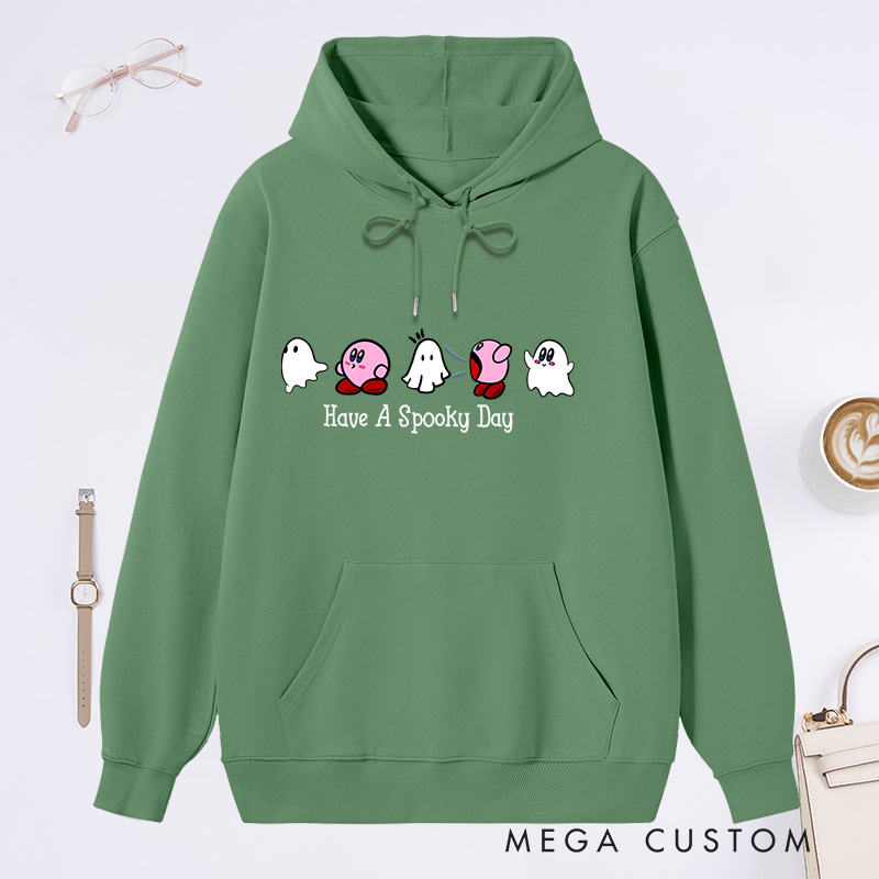 Personalized Hoodie Have a Spooky Day Design Cute Ghost and Character Theme Comfortable Sweatshirt for Housewarming Halloween Gift