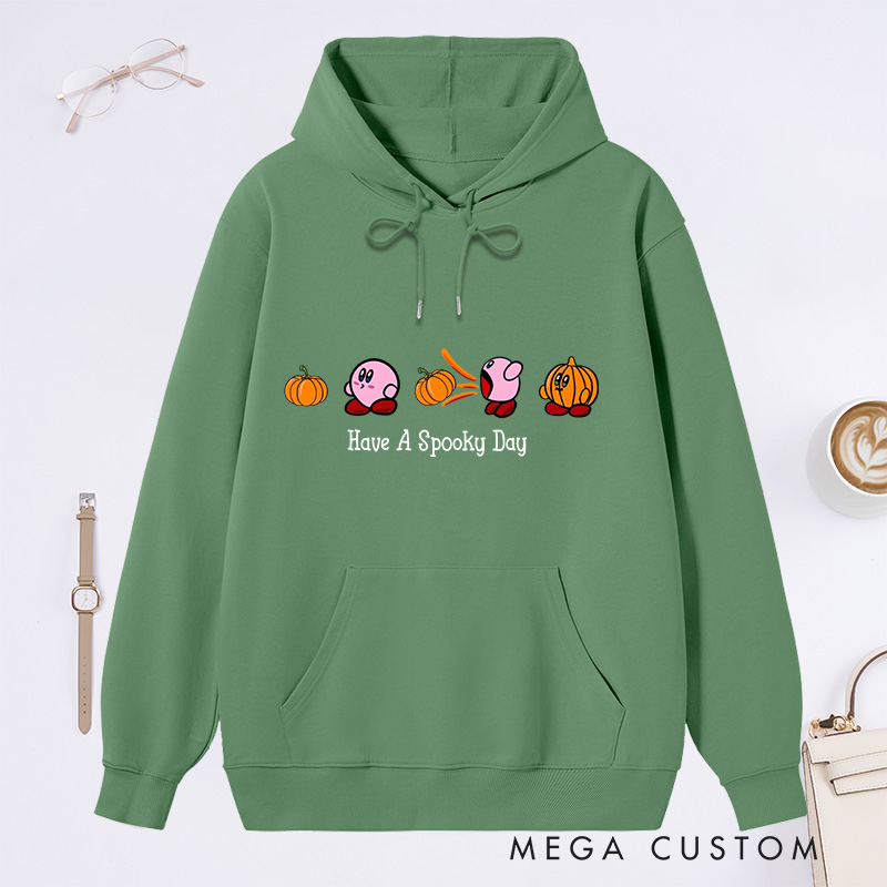 Personalized Hoodie Have a Spooky Day Design Cute Pumpkin and Character Theme Halloween Housewarming Gift Available in Multiple Colors and Sizes
