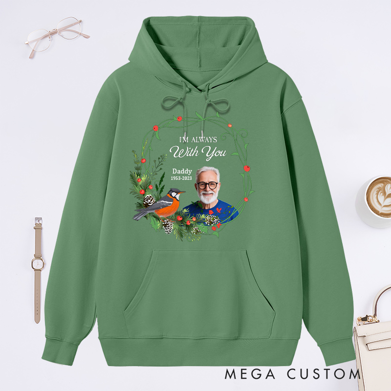 Personalized Memorial Photo Hoodie Custom in Loving Memory of Ones Hoodie I'm Always With You Tops Bereavement Gift Rest in Peace Sweatshirt 