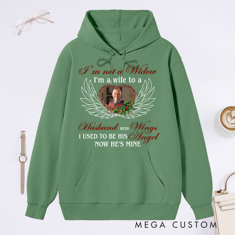 Personalized Memorial Photo Hoodie I'm A Wife To A Husband With Wings Shirt Condolence Gift Sweatshirt 