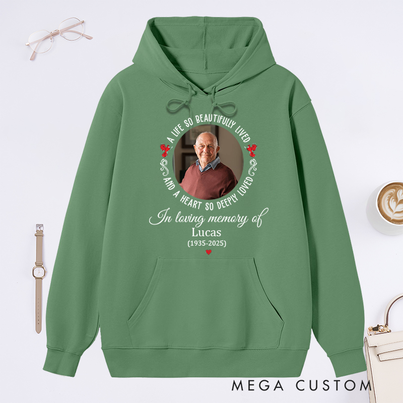 Personalized Memorial Photo Hoodie Custom Funeral Photo Hoodie Rest in Peace Memory Hoodie Remembrance Sweatshirt 