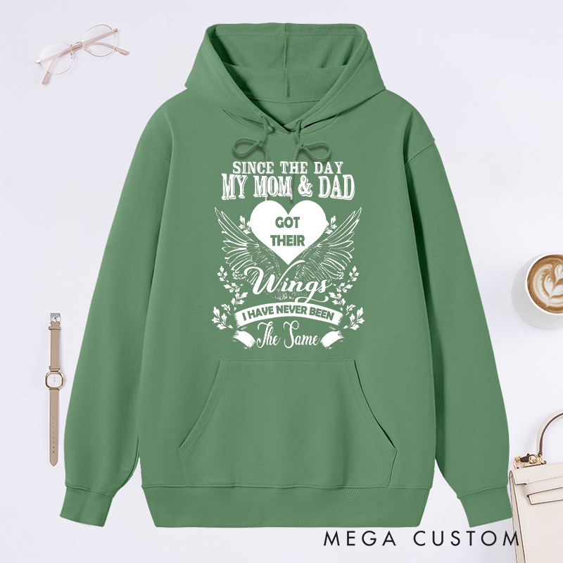 Personalized Memorial Hoodie Wings Heart Grief Journey Sympathy Gift for Loss of Parents Tribute
