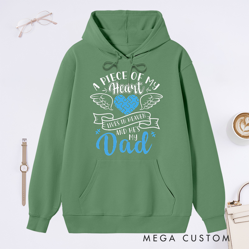 Personalized Memorial Hoodie Sympathy Gift Dad Memorial Sweatshirt Puzzle Heart Wings a Piece of My Heart in Heaven