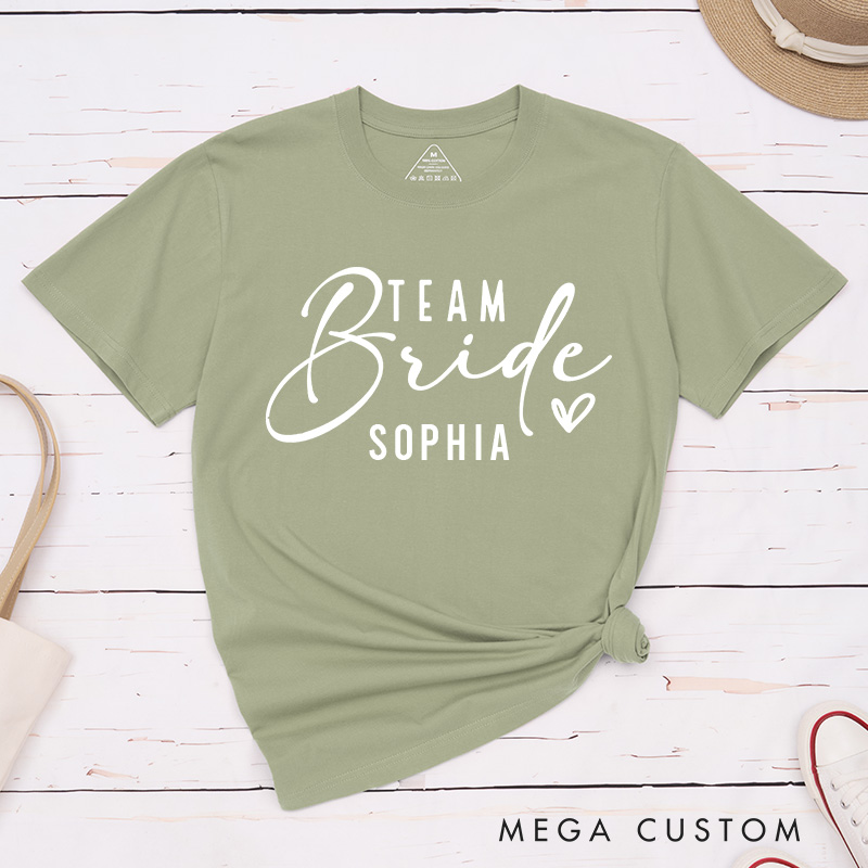 Personalized Bride with Heart Matching T-Shirt Team Bride T-Shirt Bridesmaid T-Shirt Bachelorette Party Gift