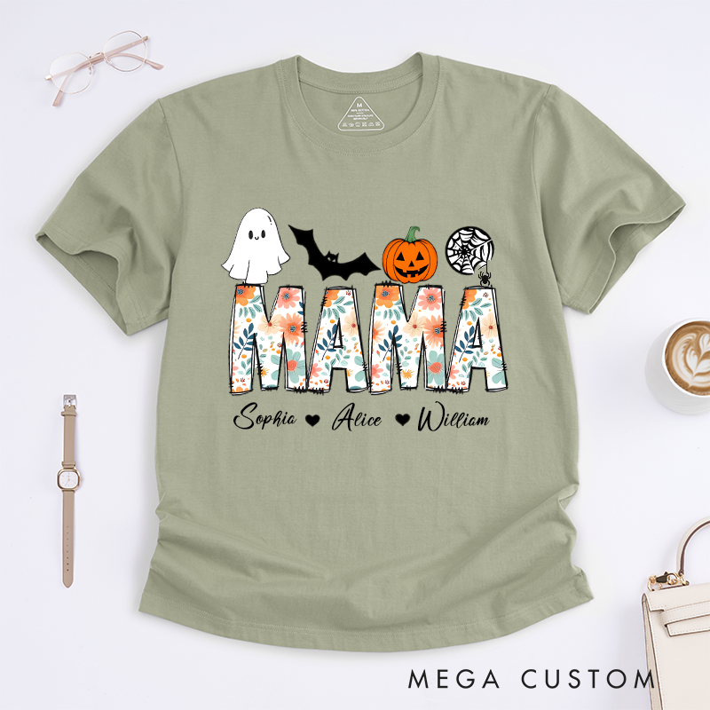 Personalized Halloween Strange Mom Theme Flower Pattern Font Design Family Matching Outfit