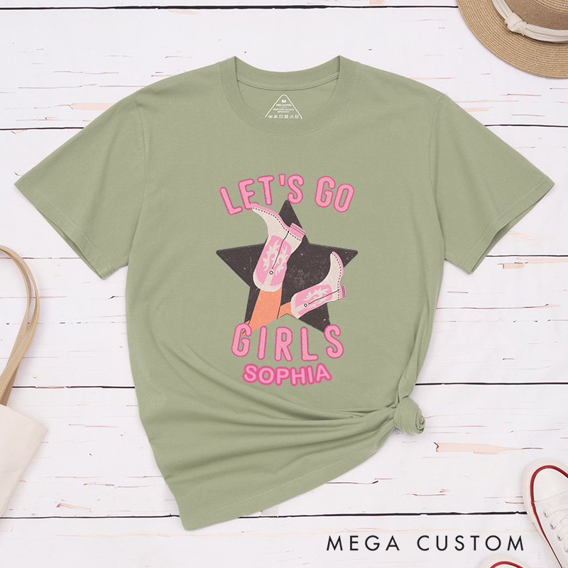 Personalized Man I Feel Like a Bride Matching T-Shirt Let's Go Girls T-Shirt Cowgirl Bridesmaid Wedding Cowgirl Boots T-Shirt Bachelorette Party Gift
