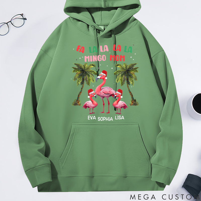 Personalized Christmas Family Reunion Theme Flamingo Mom Classic Hoodie