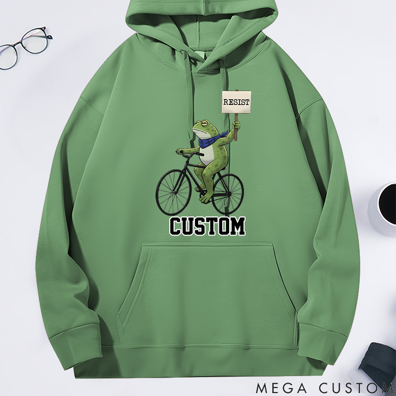 Personalized Classic Hoodie Portland Bicycle Frog Protest Design