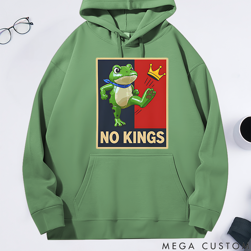 Personalized Classic Hoodie Portland Frog Protest No Kings in America Theme