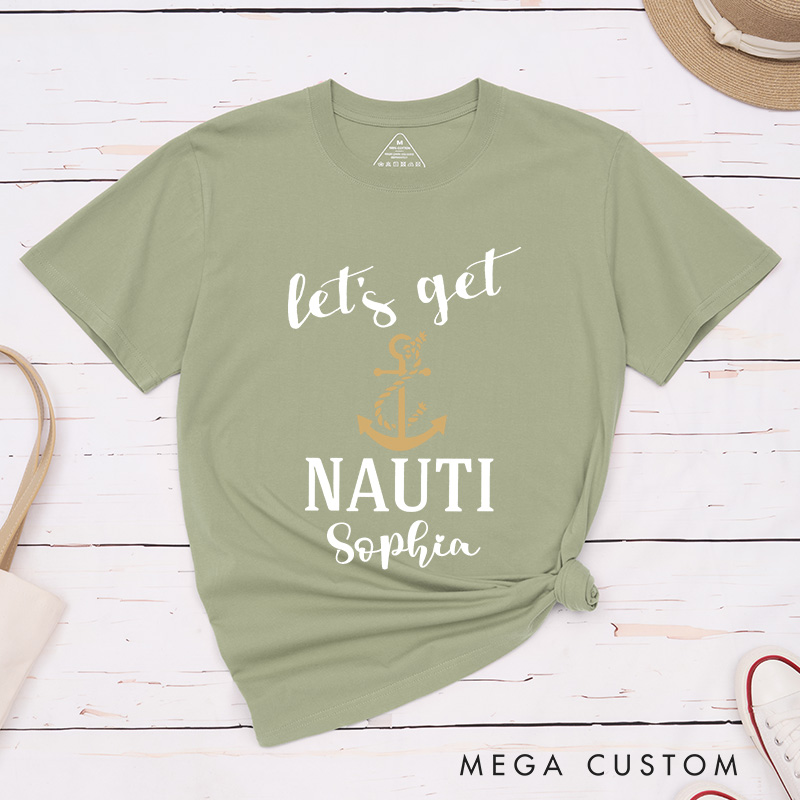 Personalized Nauti Bride Matching T-Shirt Let's Get Nauti T-Shirt Bridesmaid Nautical Wedding T-Shirt Bachelorette Party Gift