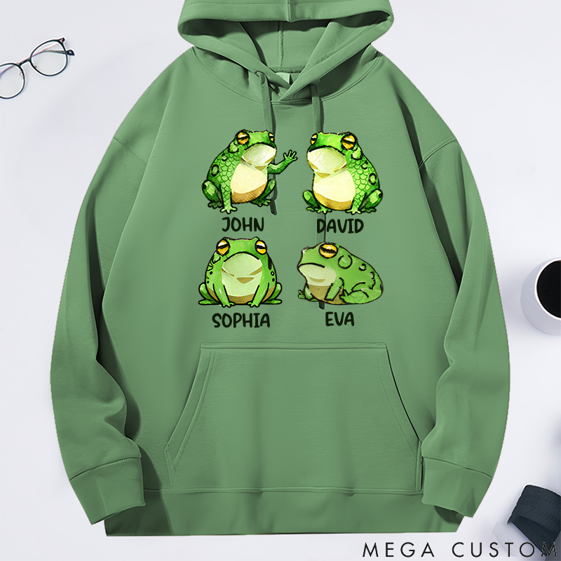 Personalized Classic Hoodie Fun Frog Family Pattern Design