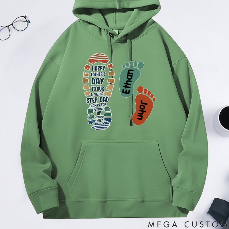 Personalized Family Hoodie Footprint Pattern Design Thank You for Tolerating Us