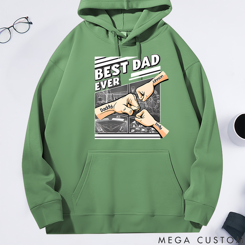 Personalized Classic Hoodie Best Dad Ever Fist Bump Design