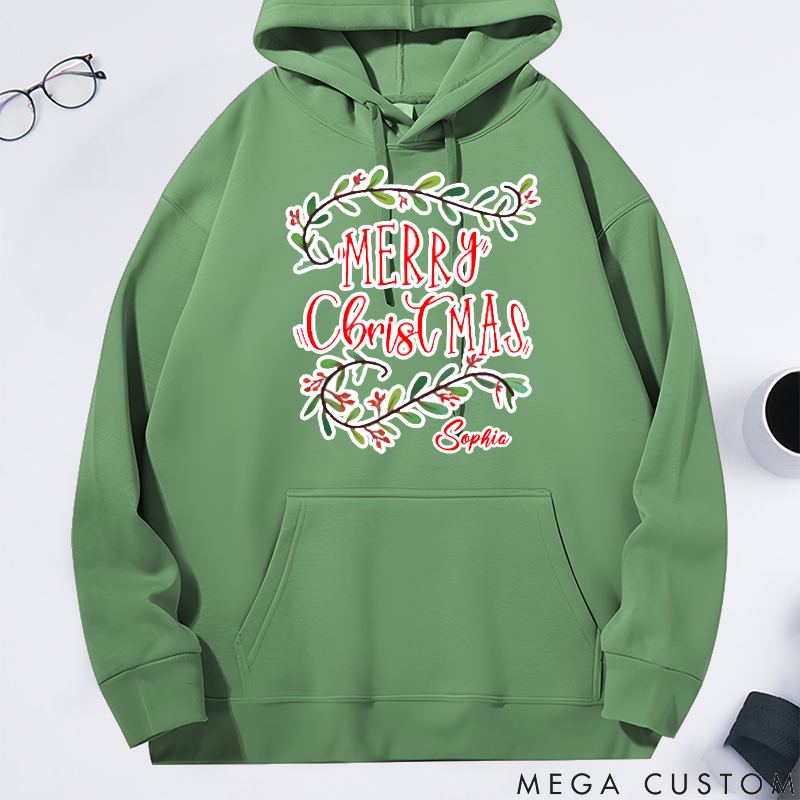 Personalized Classic Hoodie Merry Christmas Themed Minimalist Design
