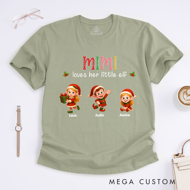 Personalized Loves Her little Elves Classic T-Shirt Christmas Gift for Mom Grandma