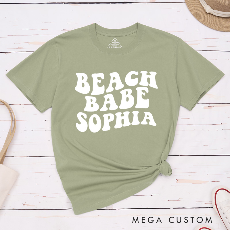 Personalized Beach Bride Matching T-Shirt Bridesmaid Beach Babe T-Shirt Maid of Honor T-Shirt Wedding Bachelorette Party Gift