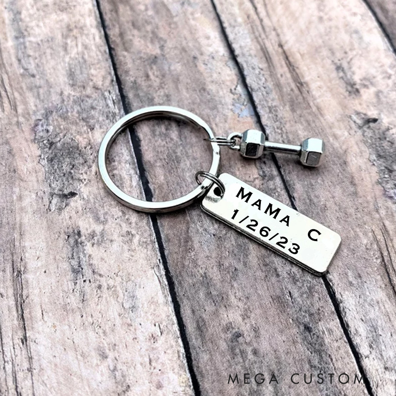 Personalized Engraved Strong Beautiful Keychain Fitness Gift for Her Gym Buddy Motivation Personal Trainer Gift Woman Key Ring for Gym Lovers