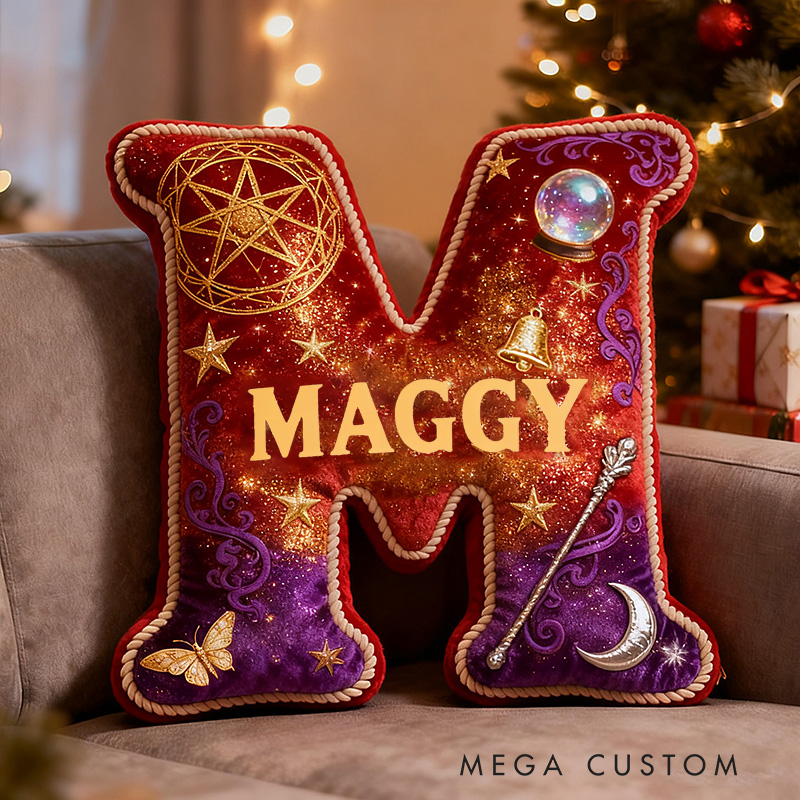 Personalized Mysterious Wizard Pillow Decorated with Magic Wand Pentagram Crystal Ball Graphic 3D Print Pillow for Kids and Magic Lovers