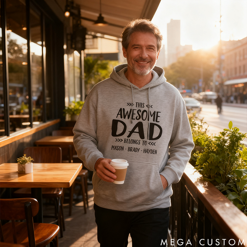 Personalized Classic Hoodie This Awesome Dad Belongs to Me Theme