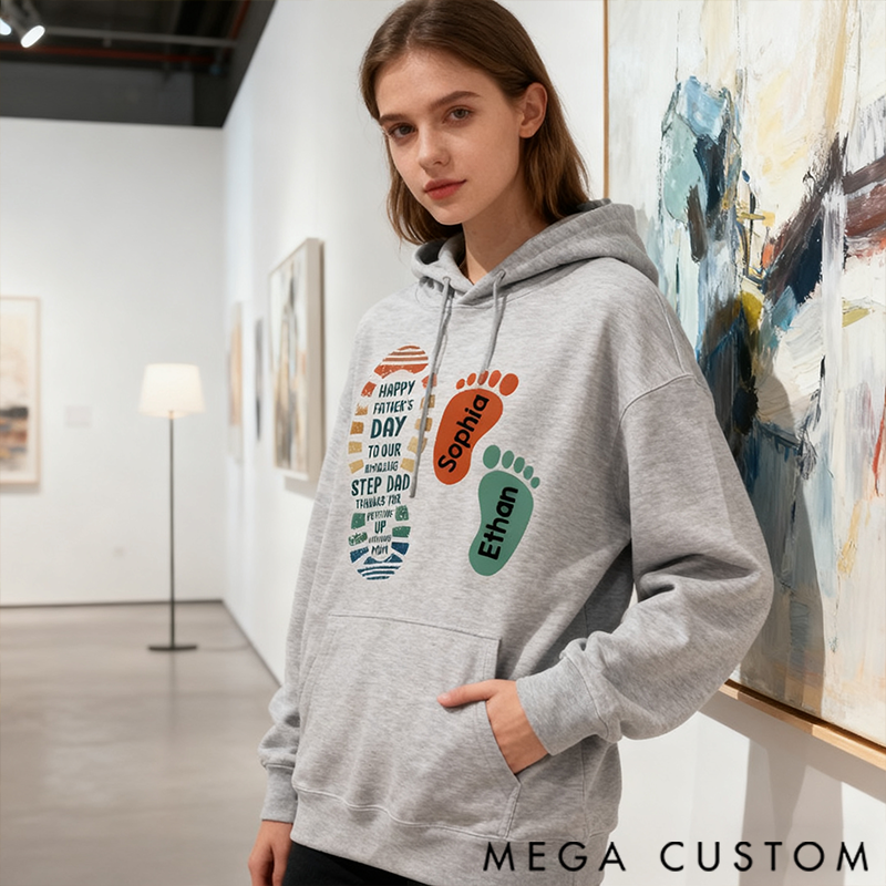 Personalized Family Hoodie Footprint Pattern Design Thank You for Tolerating Us