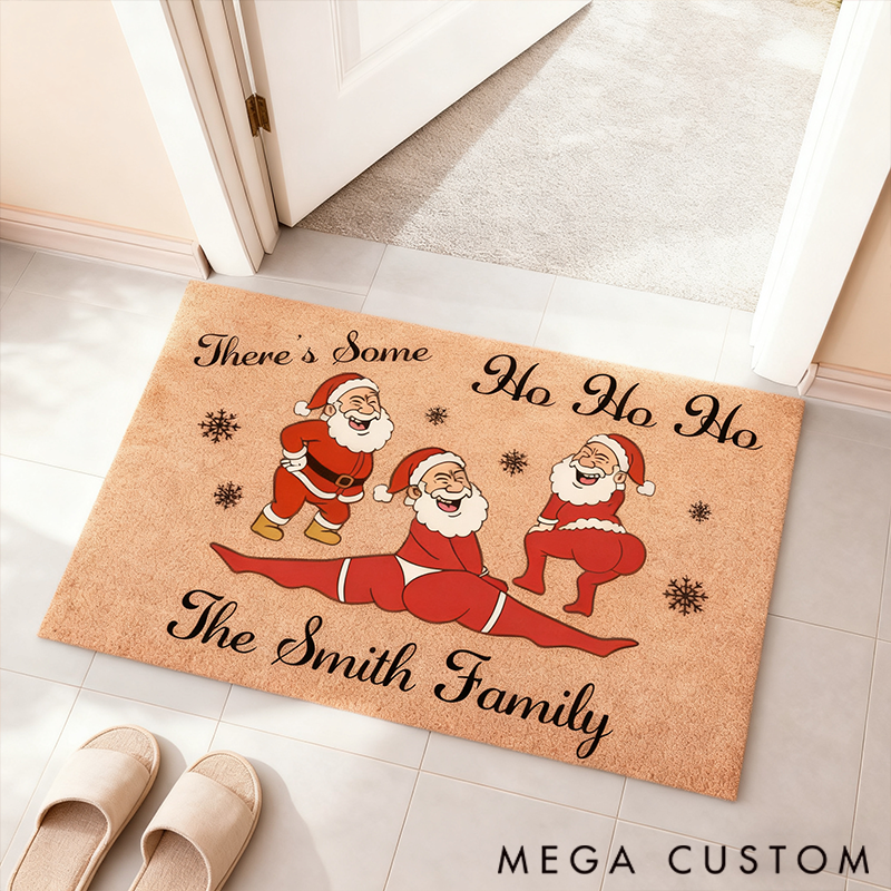 Personalized Doormat Interesting Pink Santa Claus Theme