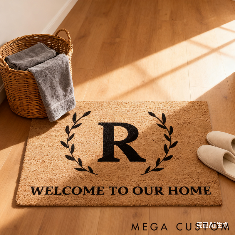 Personalized Doormat Surname Letter Pattern Theme Welcome to Our Home