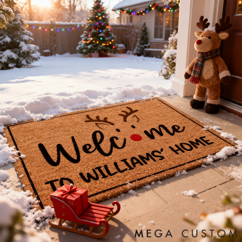 Personalized Doormat Pattern Minimalist Santa's reindeer Pattern Design