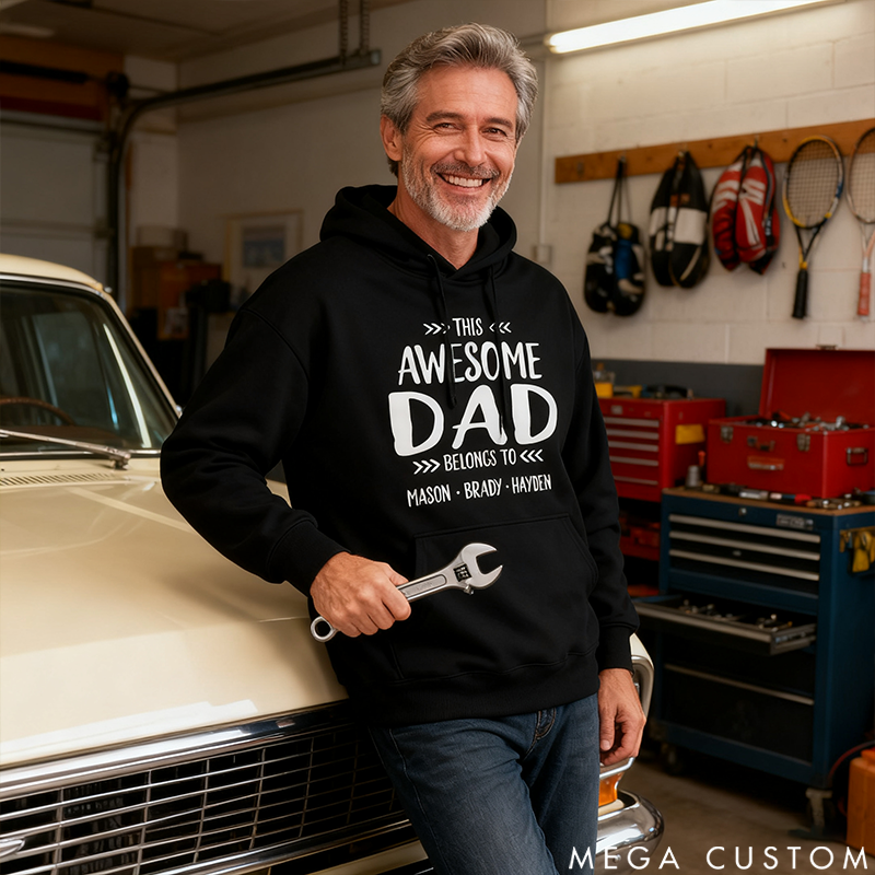 Personalized Classic Hoodie This Awesome Dad Belongs to Me Theme