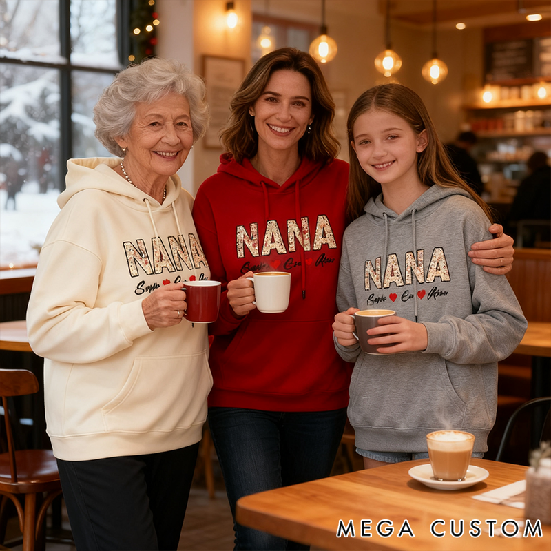 Personalized Classic Hoodie Floral Nana Design Happy Family Theme 