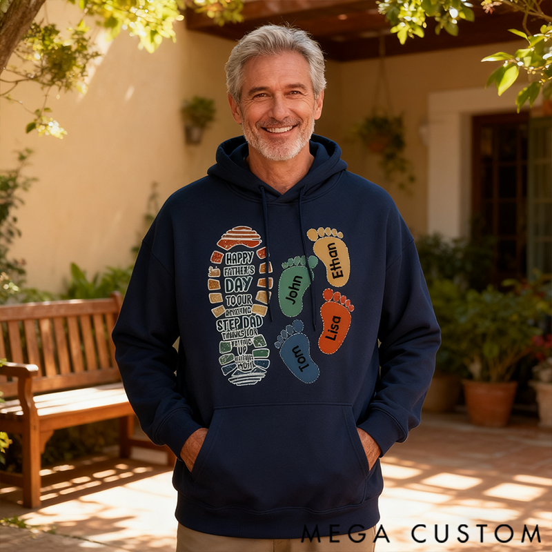 Personalized Family Hoodie Footprint Pattern Design Thank You for Tolerating Us