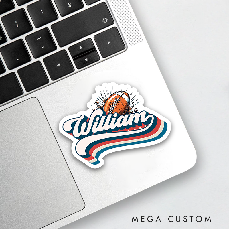 Personalized American Football and Rugby Retro Sticker with Custom Player Name