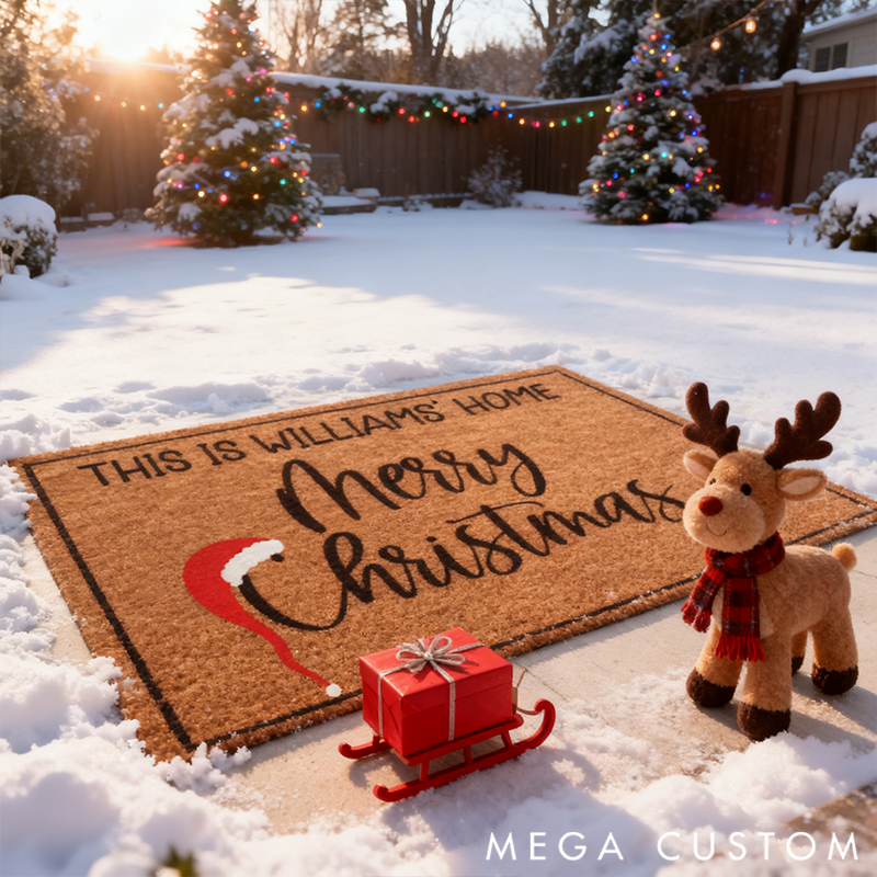 Personalized Doormat Pattern Minimalist Pattern Design Merry Christmas