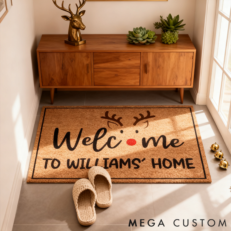 Personalized Doormat Pattern Minimalist Santa's reindeer Pattern Design