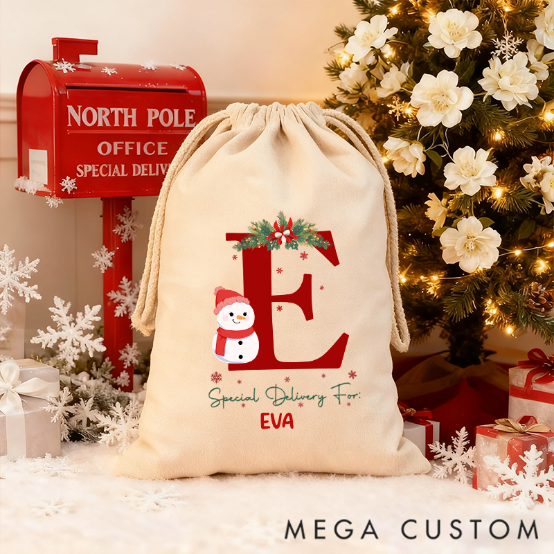 Personalized Christmas Gift Bag Snowman Pattern Abbreviation Design