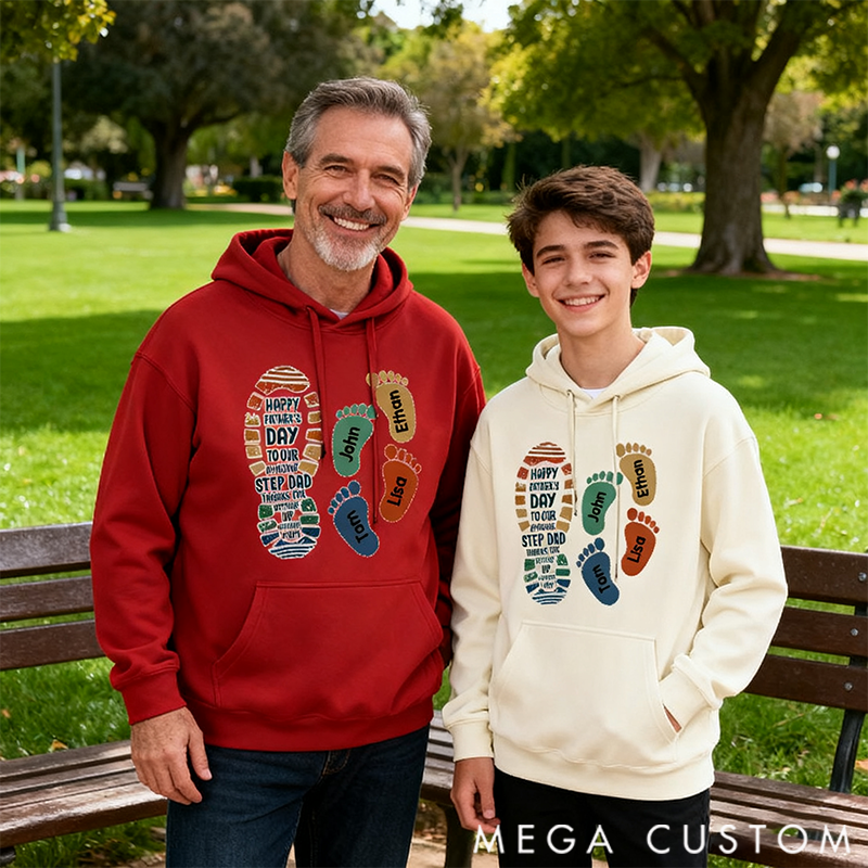 Personalized Family Hoodie Footprint Pattern Design Thank You for Tolerating Us