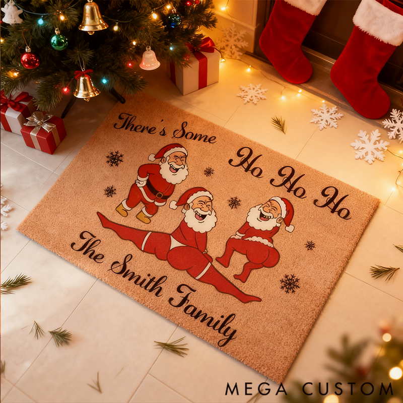 Personalized Doormat Interesting Pink Santa Claus Theme