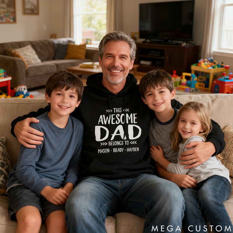 Personalized Classic Hoodie This Awesome Dad Belongs to Me Theme