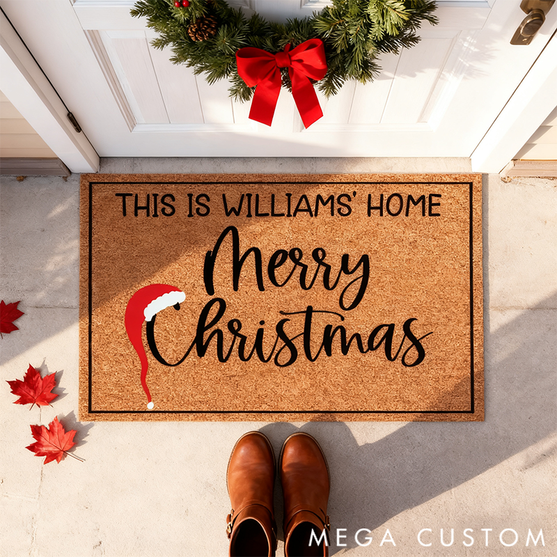 Personalized Doormat Pattern Minimalist Pattern Design Merry Christmas
