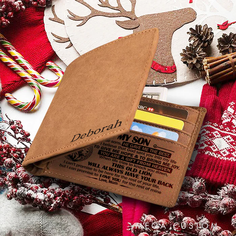 Personalized He Gave Me the Best Leather Bifold Wallet with Name Multi Pocket Christian Baptism Birthday Gift for Christians Confirmation Gift 