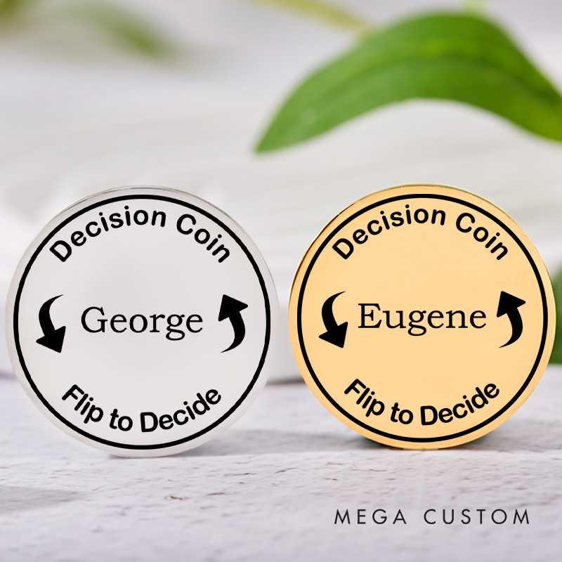Personalized Couple Name Decision Coin Custom Newlyweds Flip to Decide Coin Valentine's Day Gift for Boyfriend Girlfriend Husband Wife Decision Coin