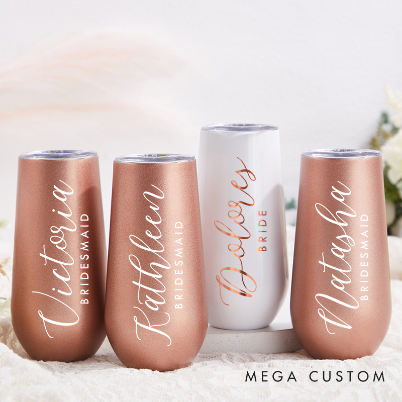 Personalized Graceful Bridesmaid Name Champagne Tumbler Custom Bride Champagne Tumbler Maid of Honor Bachelorette Party Favors Bridal Shower Gift