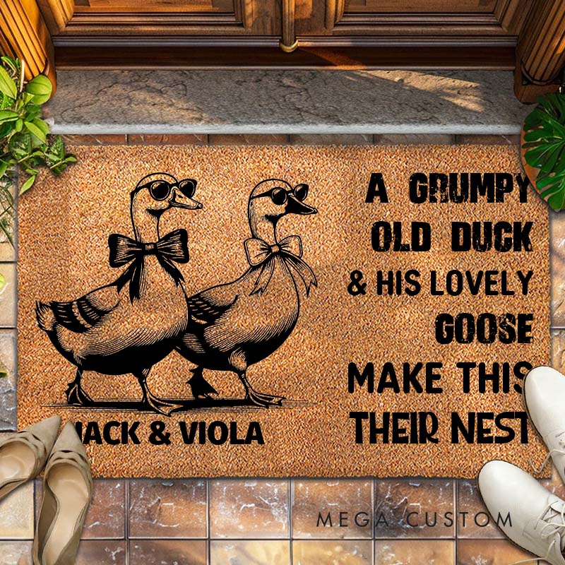 Personalized Duck and Goose Doormat A Grumpy Old Duck and His Lovely Goose Couple Doormat Anniversary Gift for Couple