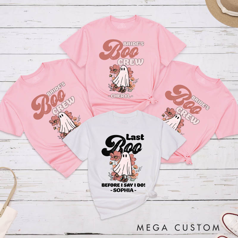 Personalized Bride Last Boo Before I Say I Do Matching T-Shirt Bride's Boo Crew T-Shirt Bridesmaid Halloween T-Shirt Bachelorette Party Gift