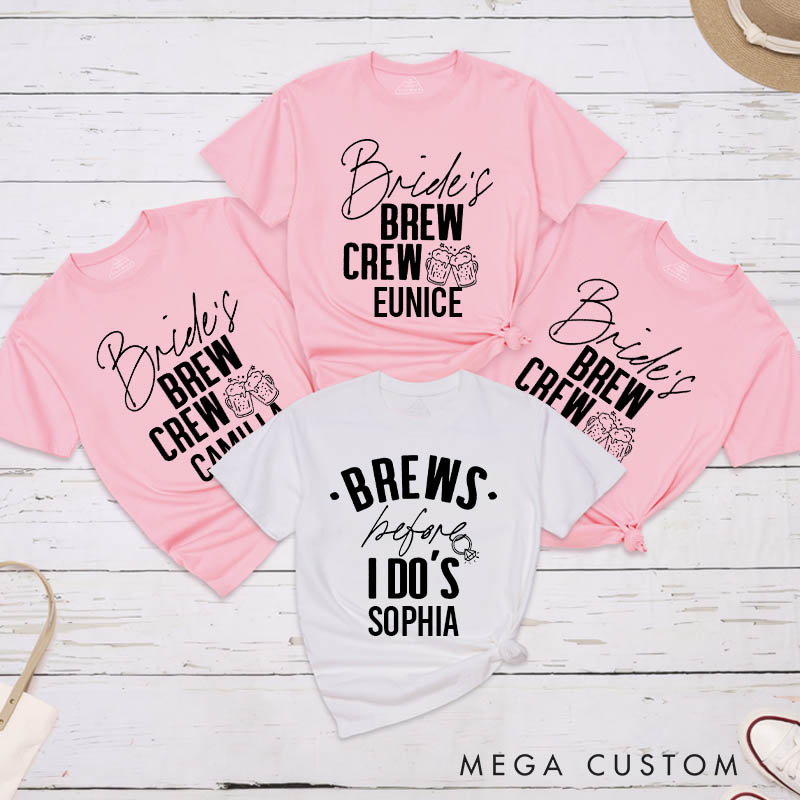 Personalized Brews Before I Do's with Diamond Ring Matching T-Shirt Bride's Brew Crew T-Shirt Bridesmaid Wedding T-Shirt Bachelorette Party Gift