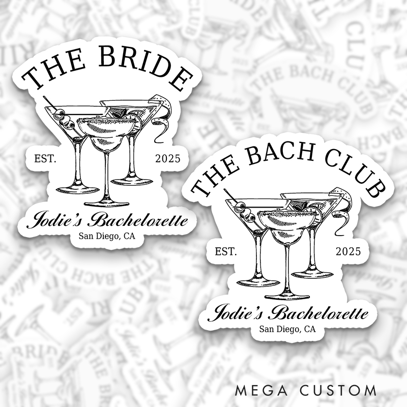 Personalized The Bride Bachelorette Party Sticker Bridesmaid The Bach Club Sticker with Name Wedding Sticker Hen Party Sticker