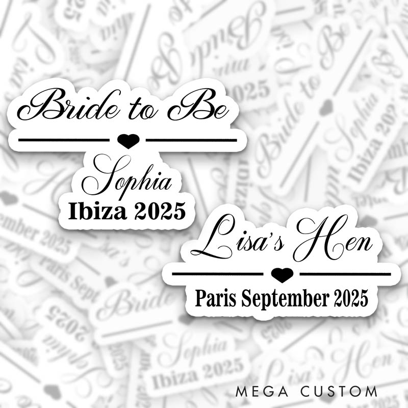 Personalized Bride To Be Sticker with Name and Date Bridesmaid Hen Party Sticker Team Bride Wedding Party Sticker Bachelorette Party Sticker