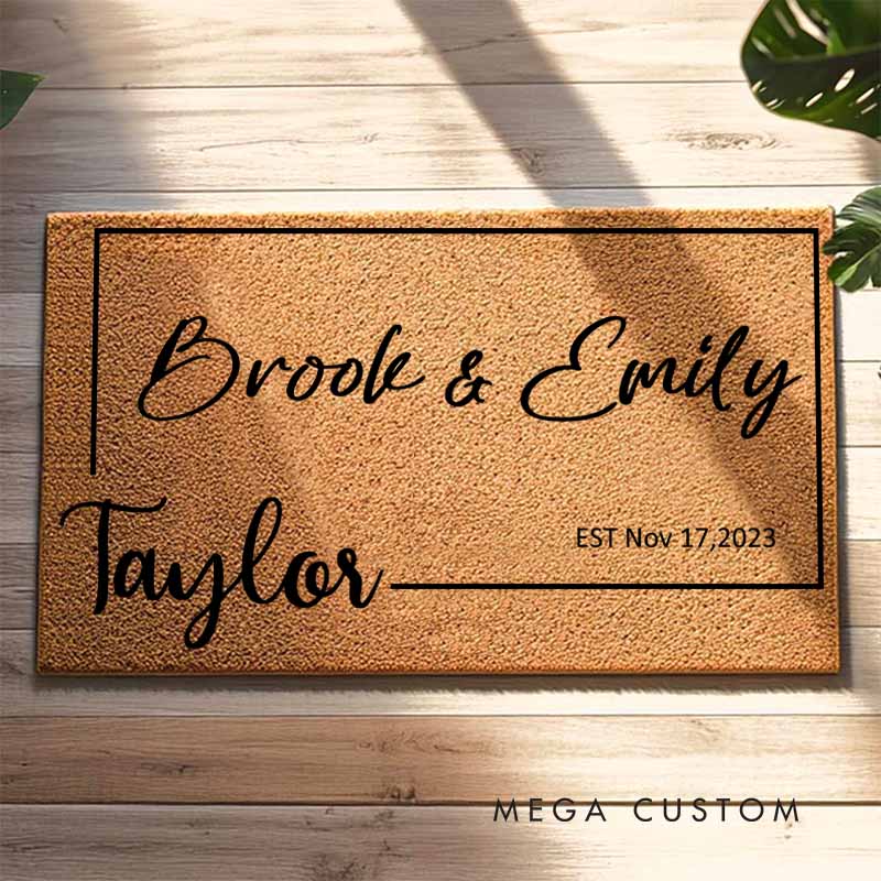 Personalized Husband Wife Anniversary Doormat Couple Doormat with Last Name and Established Date Wedding Anniversary Doormat