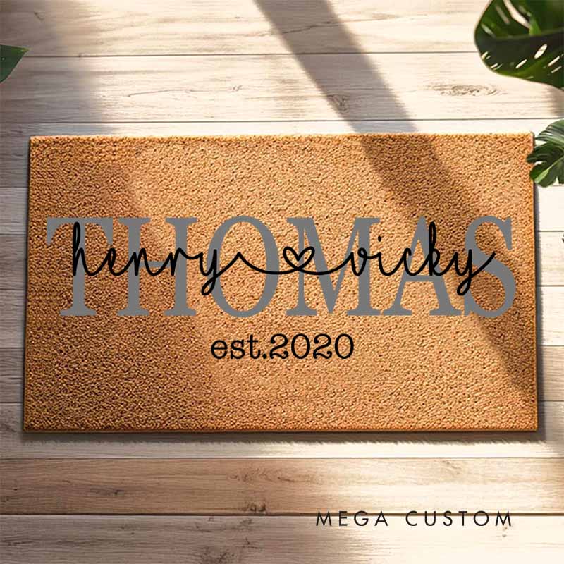 Personalized Couple Doormat Wedding Anniversary Doormat Last Name Design Doormat with Couple Name Established Date Husband Wife Anniversary Gift Mat