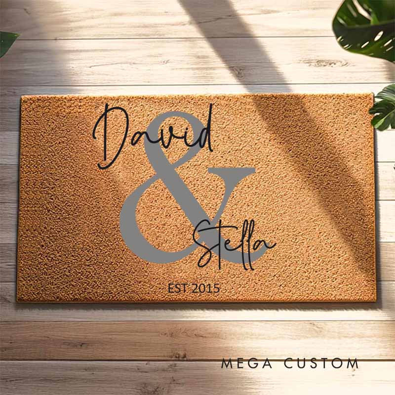 Personalized Couple Anniversary Doormat Elegant Doormat with Names and Established Date Wedding Anniversary Gift Doormat for Couple