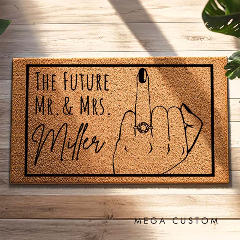 Personalized Couple The Future Mr and Mrs Doormat Custom Newlyweds Last Name Doormat Bride to Be Ring Finger Doormat Wedding Engagement Gift